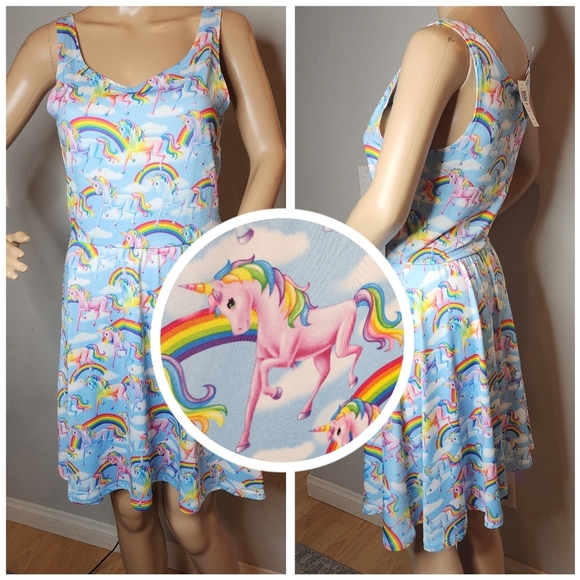Lisa Frank Dresses & Skirts - NWT Lisa Frank Unicorn Rainbow Dress Sz Small Sleeveless Magical XOXO Stretchy